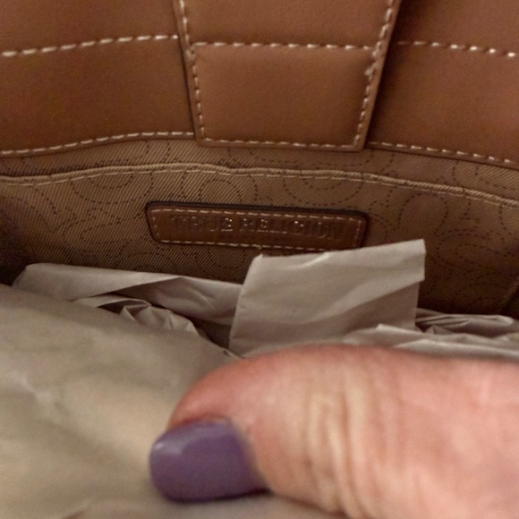 NWT True Religion Quilted Horseshoe Denim Tote Bag - Blue/Tan - Picture 7 of 7